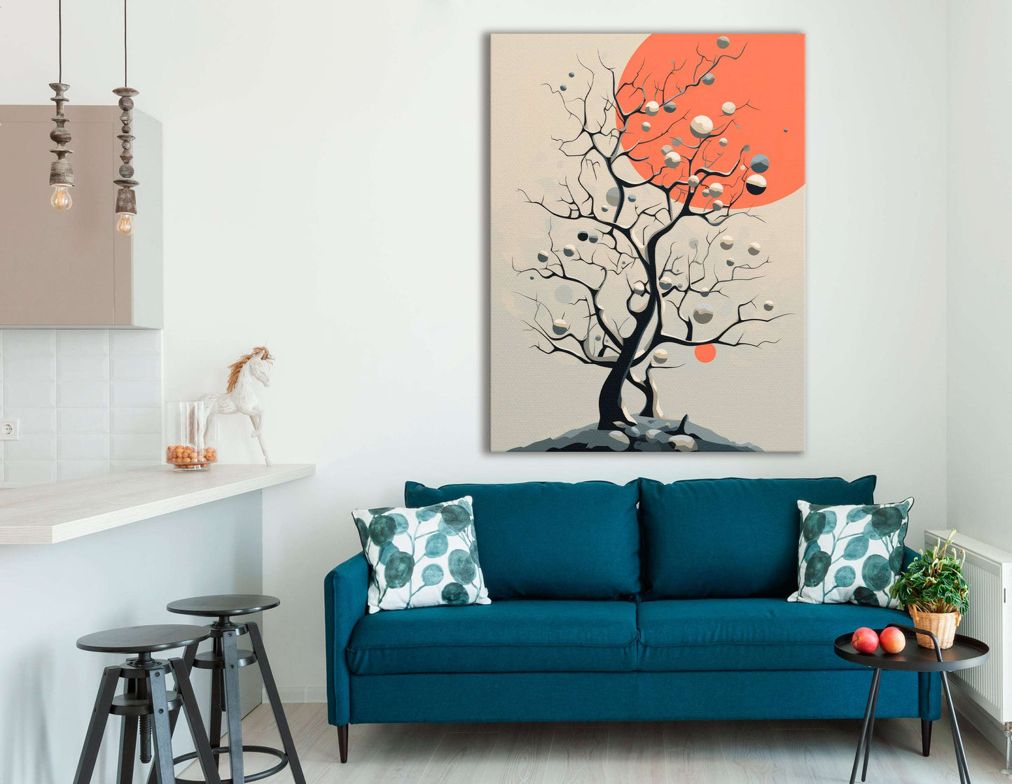 Luminous Orbs and Midnight Trees - Canvas Print - Artoholica Ready to Hang Canvas Print