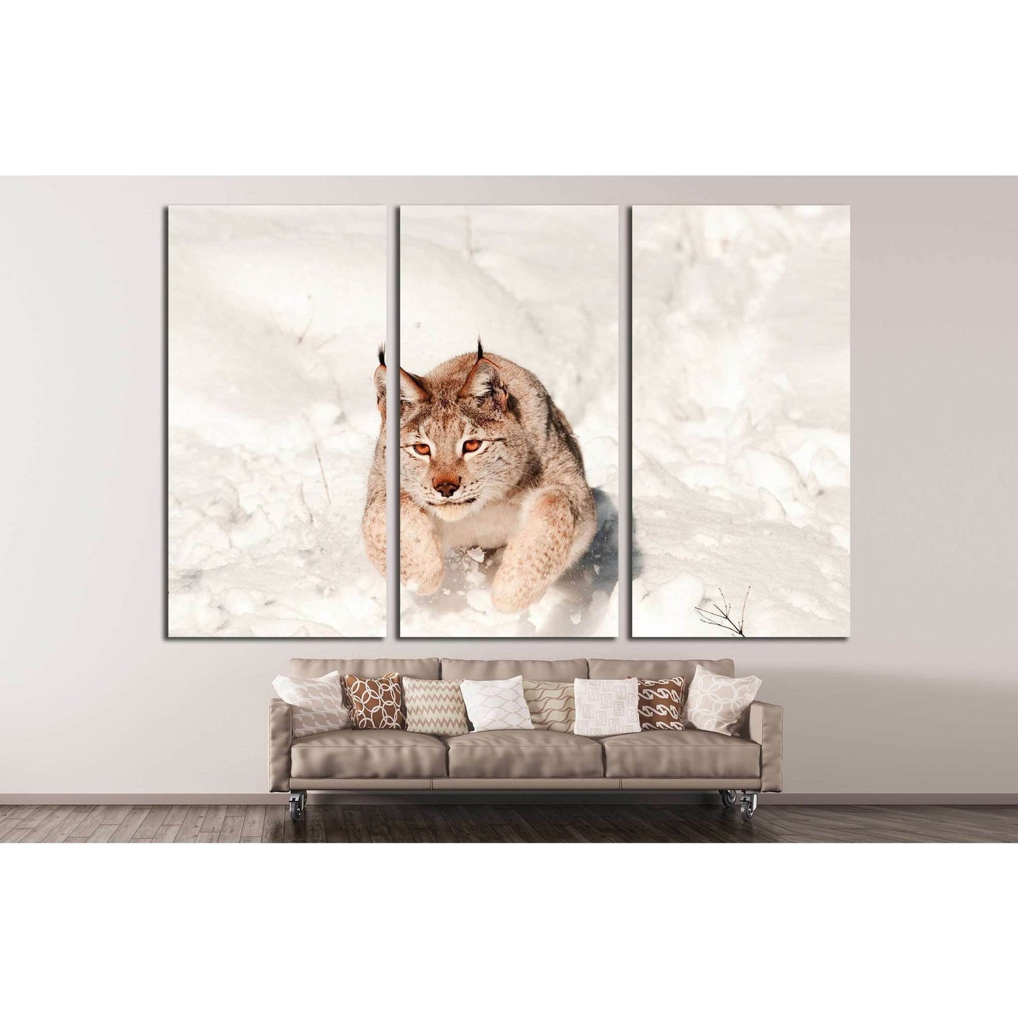 Lynx jumping in fresh snow №1839 Ready to Hang Canvas PrintCanvas art arrives ready to hang, with hanging accessories included and no additional framing required. Every canvas print is hand-crafted, made on-demand at our workshop and expertly stretched ar