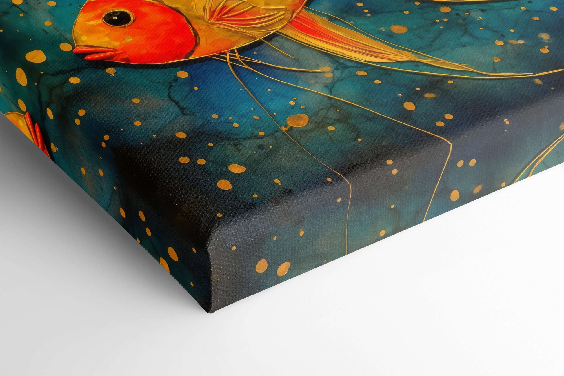 Magical Gold Fish in a Dark Blue Sea - Canvas Print - Artoholica Ready to Hang Canvas Print