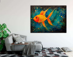 Magical Gold Fish in a Dark Blue Sea - Canvas Print - Artoholica Ready to Hang Canvas Print