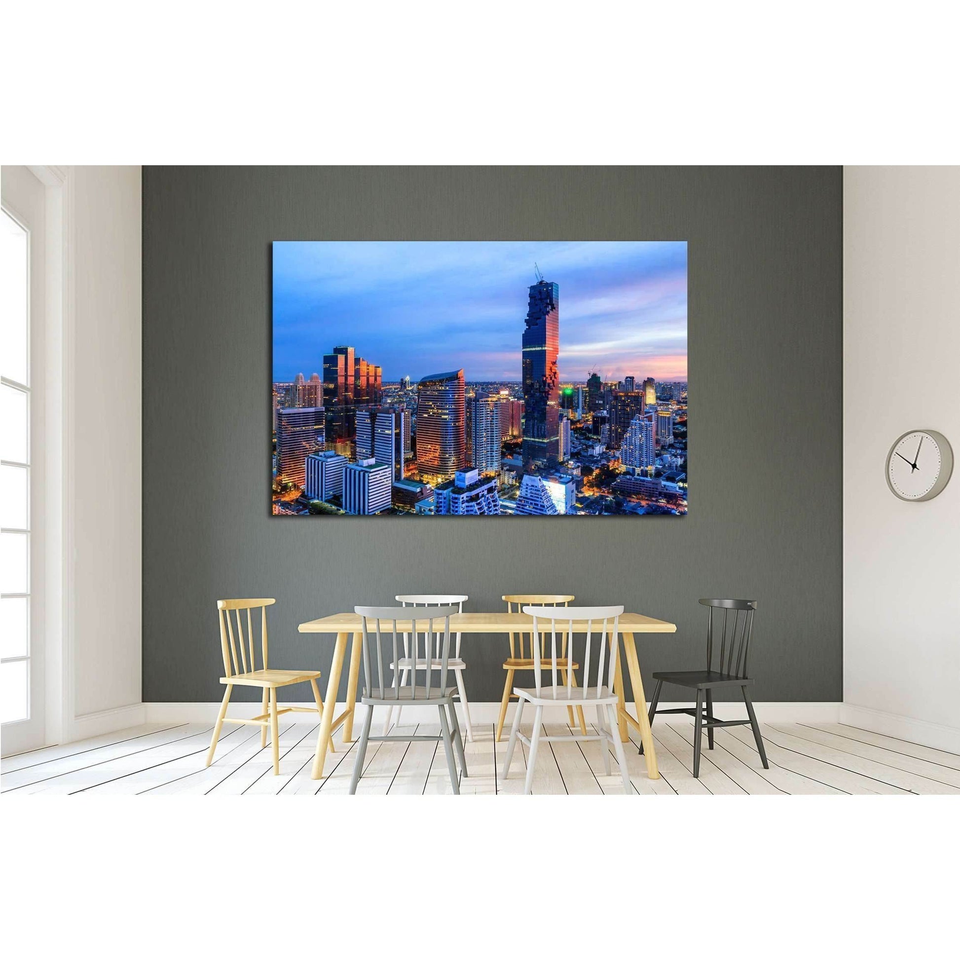 Mahanakorn tower city center business of Bangkok. sunset, Silom area, Bangkok №2206 Ready to Hang Canvas PrintCanvas art arrives ready to hang, with hanging accessories included and no additional framing required. Every canvas print is hand-crafted, made