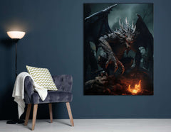 Majestic Dark Dragon - Canvas Print - Artoholica Ready to Hang Canvas Print
