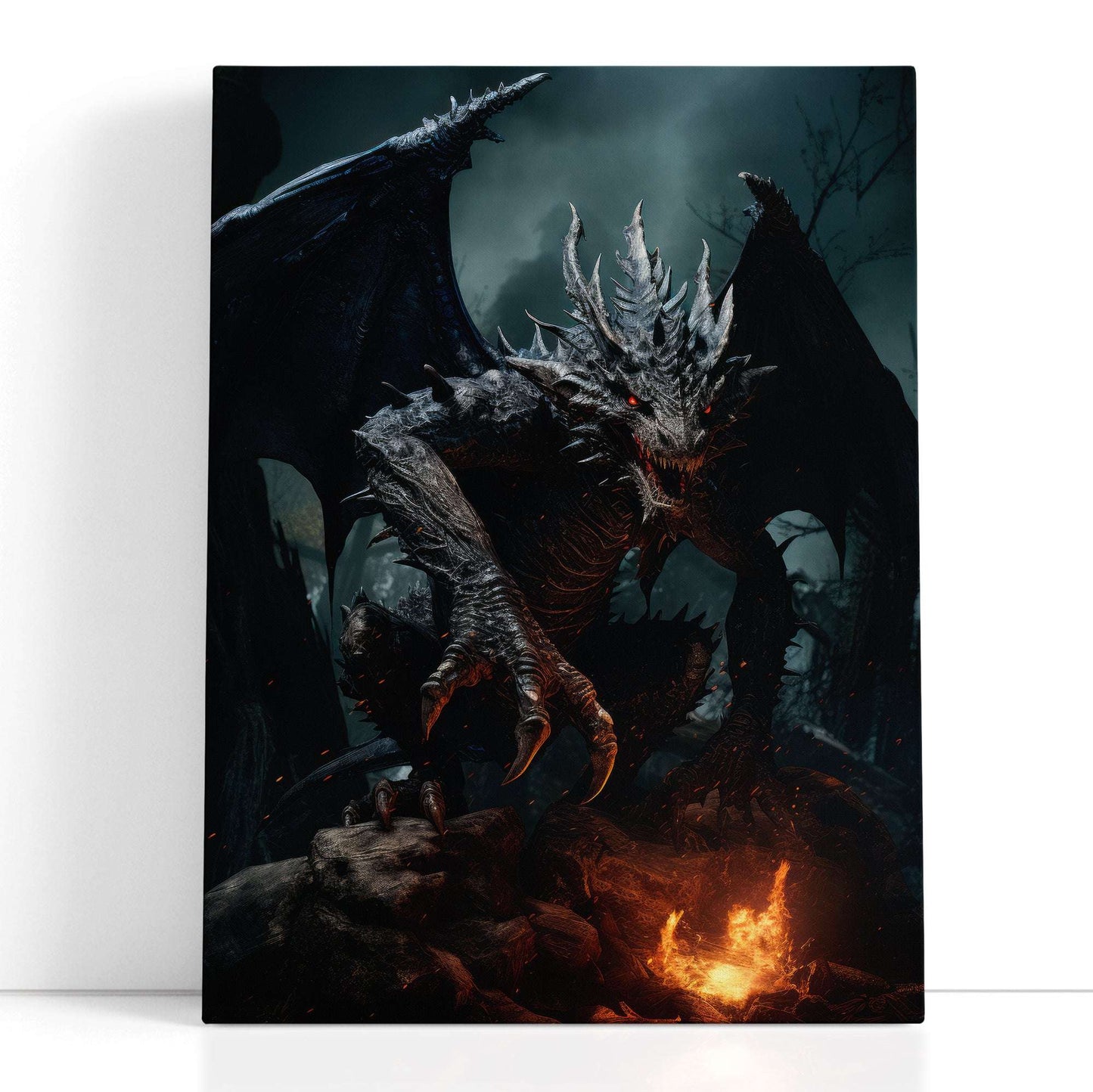 Majestic Dark Dragon - Canvas Print - Artoholica Ready to Hang Canvas Print