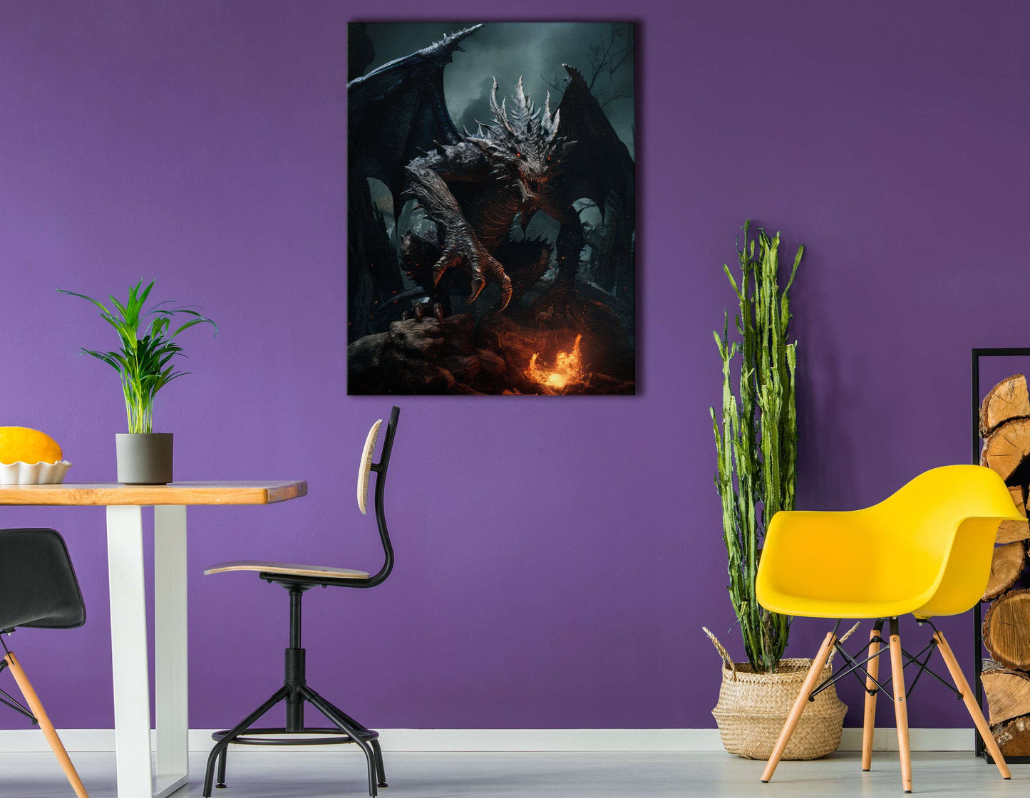 Majestic Dark Dragon - Canvas Print - Artoholica Ready to Hang Canvas Print