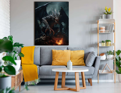 Majestic Dark Dragon - Canvas Print - Artoholica Ready to Hang Canvas Print