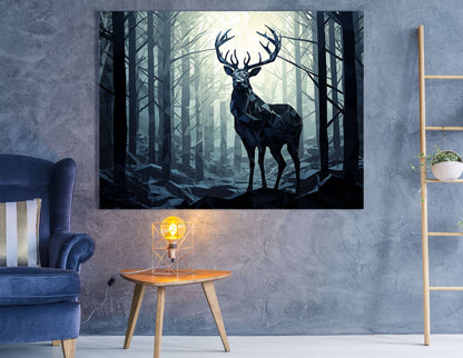 Majestic Deer in Low Poly Style - Canvas Print - Artoholica Ready to Hang Canvas Print