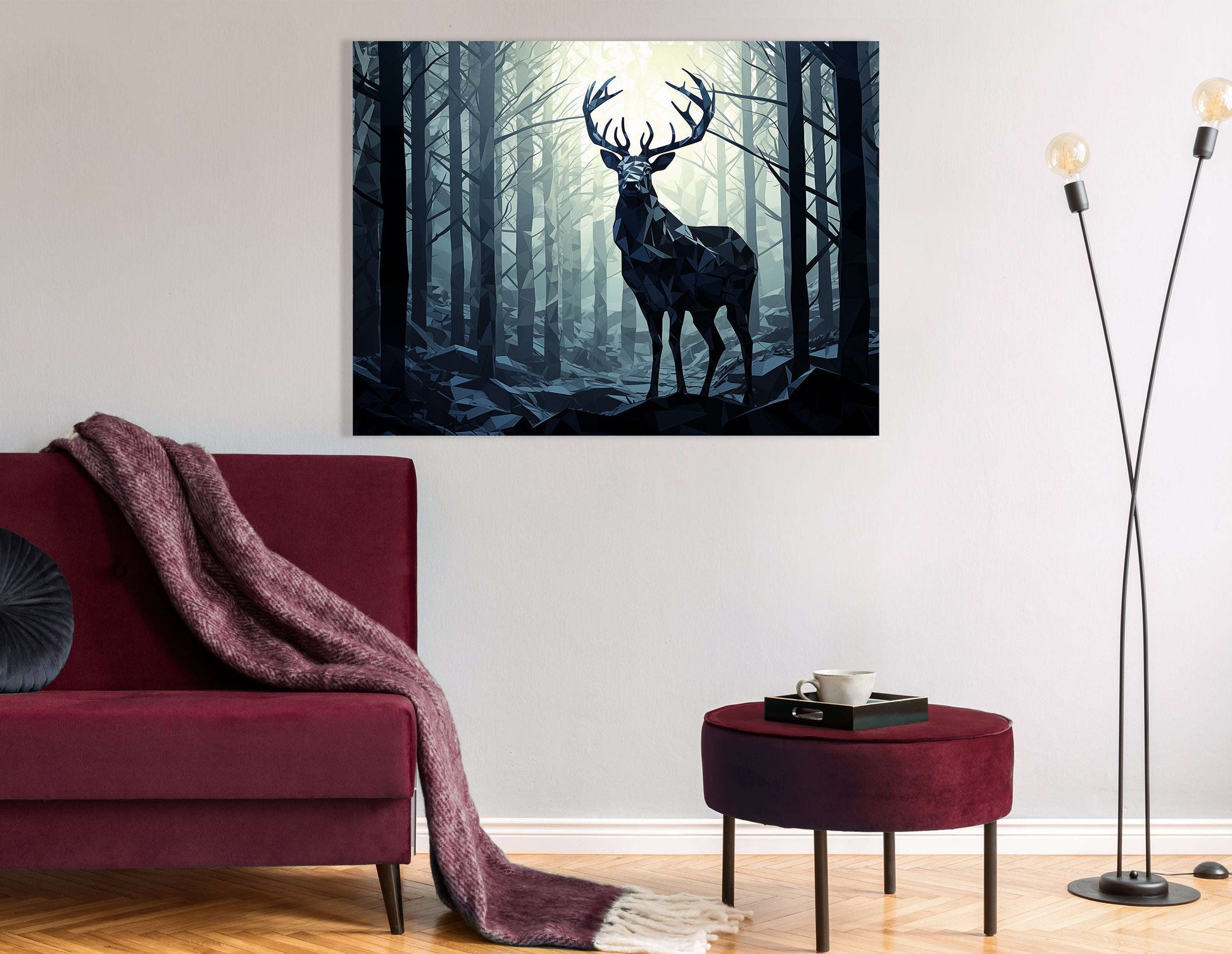 Majestic Deer in Low Poly Style - Canvas Print - Artoholica Ready to Hang Canvas Print