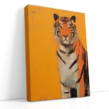 Majestic Wild Tiger on Vibrant Orange - Canvas Print - Artoholica Ready to Hang Canvas Print