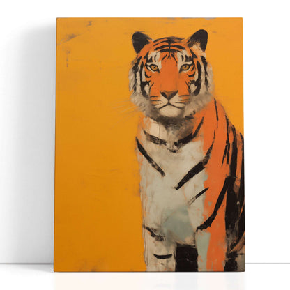 Majestic Wild Tiger on Vibrant Orange - Canvas Print - Artoholica Ready to Hang Canvas Print