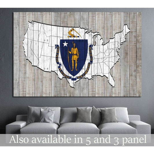 Massachusetts flag №677 Ready to Hang Canvas PrintCanvas art arrives ready to hang, with hanging accessories included and no additional framing required. Every canvas print is hand-crafted, made on-demand at our workshop and expertly stretched around 100%