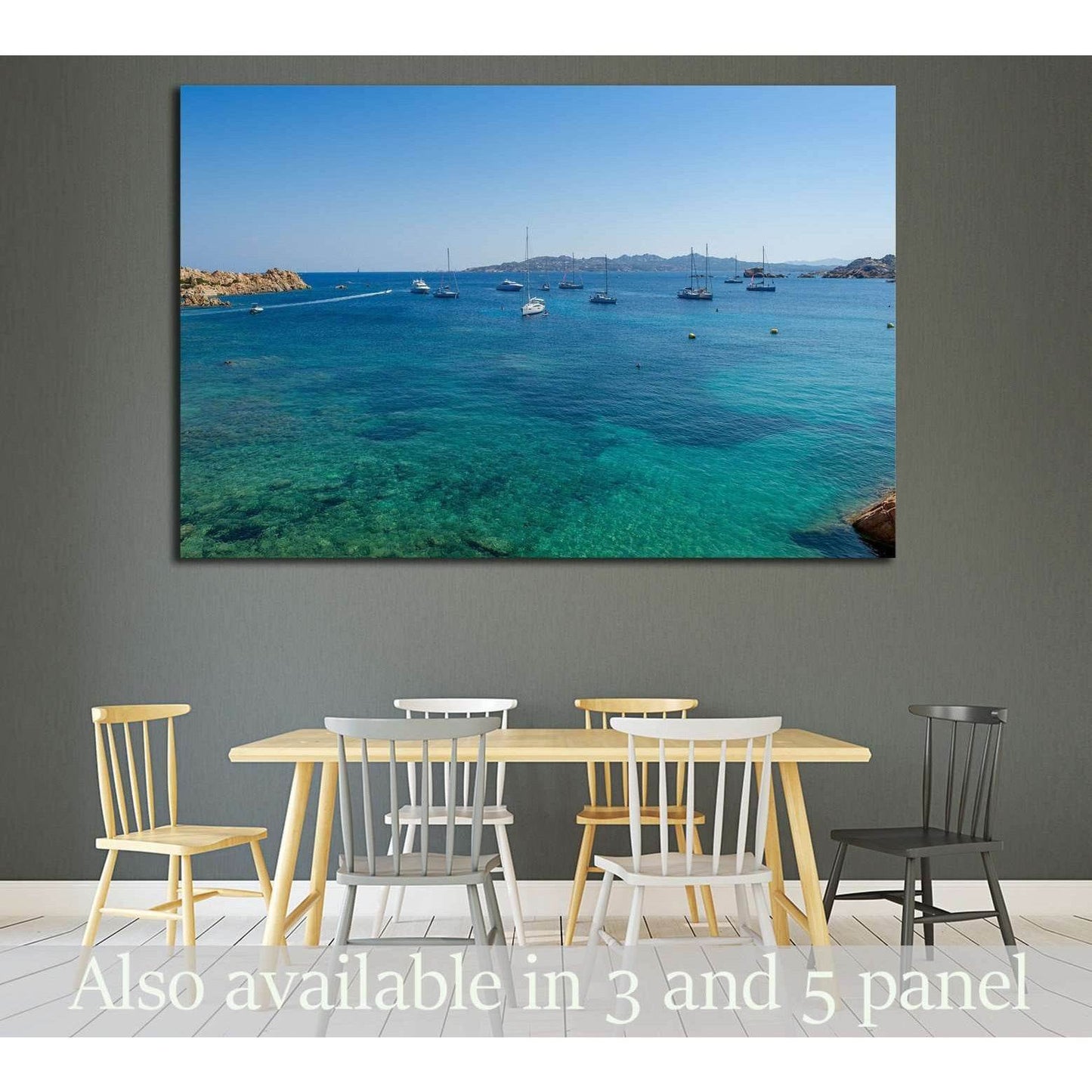 mediterranean bay with sailing boat anchorage. Porto Massimo, Sardinia, Italy №1908 Ready to Hang Canvas PrintCanvas art arrives ready to hang, with hanging accessories included and no additional framing required. Every canvas print is hand-crafted, made