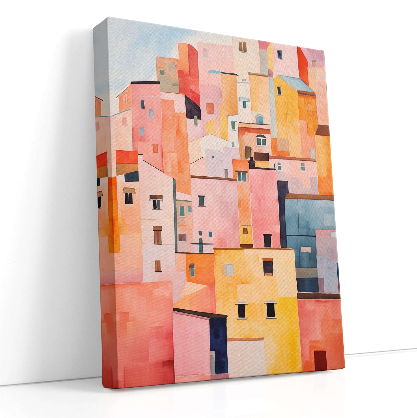 Mediterranean Town Abstract - Canvas Print - Artoholica Ready to Hang Canvas Print