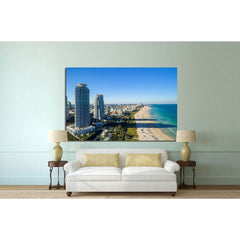 Miami skyline from helicopter №1099 Ready to Hang Canvas PrintCanvas art arrives ready to hang, with hanging accessories included and no additional framing required. Every canvas print is hand-crafted, made on-demand at our workshop and expertly stretched