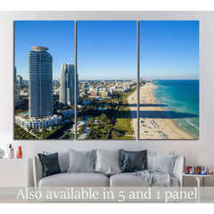 Miami skyline from helicopter №1099 Ready to Hang Canvas PrintCanvas art arrives ready to hang, with hanging accessories included and no additional framing required. Every canvas print is hand-crafted, made on-demand at our workshop and expertly stretched