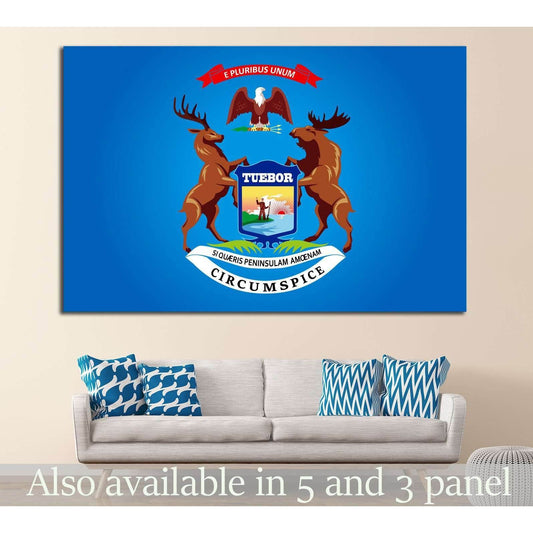 Michigan Flag №688 Ready to Hang Canvas PrintCanvas art arrives ready to hang, with hanging accessories included and no additional framing required. Every canvas print is hand-crafted, made on-demand at our workshop and expertly stretched around 100% Nort