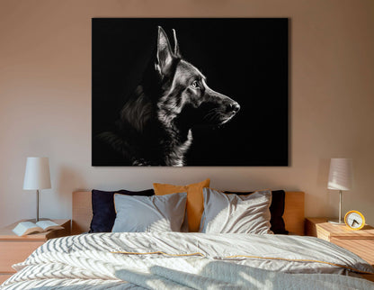 Minimalist Black and White German Shepherd - Canvas Print - Artoholica Ready to Hang Canvas Print