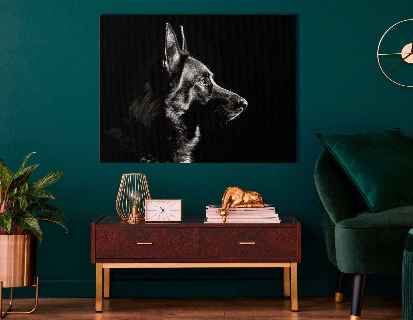 Minimalist Black and White German Shepherd - Canvas Print - Artoholica Ready to Hang Canvas Print