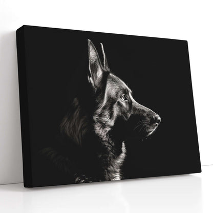 Minimalist Black and White German Shepherd - Canvas Print - Artoholica Ready to Hang Canvas Print