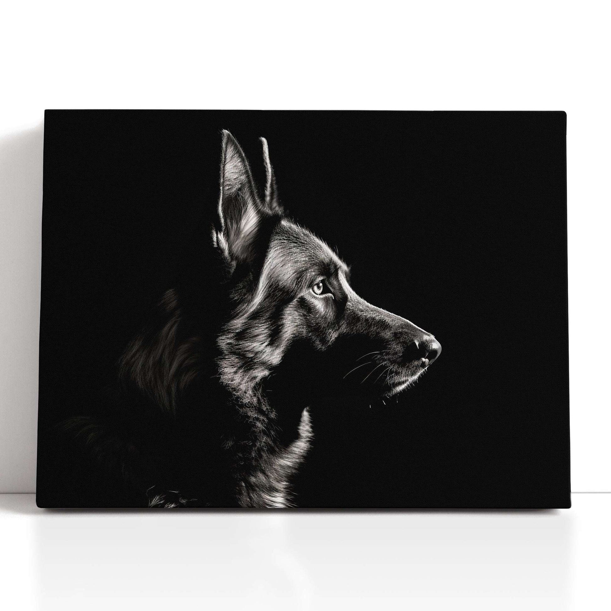 Minimalist Black and White German Shepherd - Canvas Print - Artoholica Ready to Hang Canvas Print