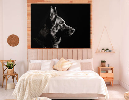 Minimalist Black and White German Shepherd - Canvas Print - Artoholica Ready to Hang Canvas Print