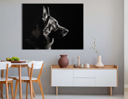 Minimalist Black and White German Shepherd - Canvas Print - Artoholica Ready to Hang Canvas Print