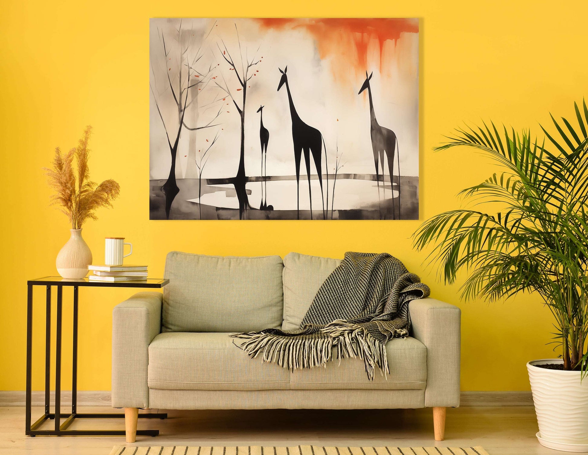 Minimalist Decor Giraffe Silhouette - Canvas Print - Artoholica Ready to Hang Canvas Print