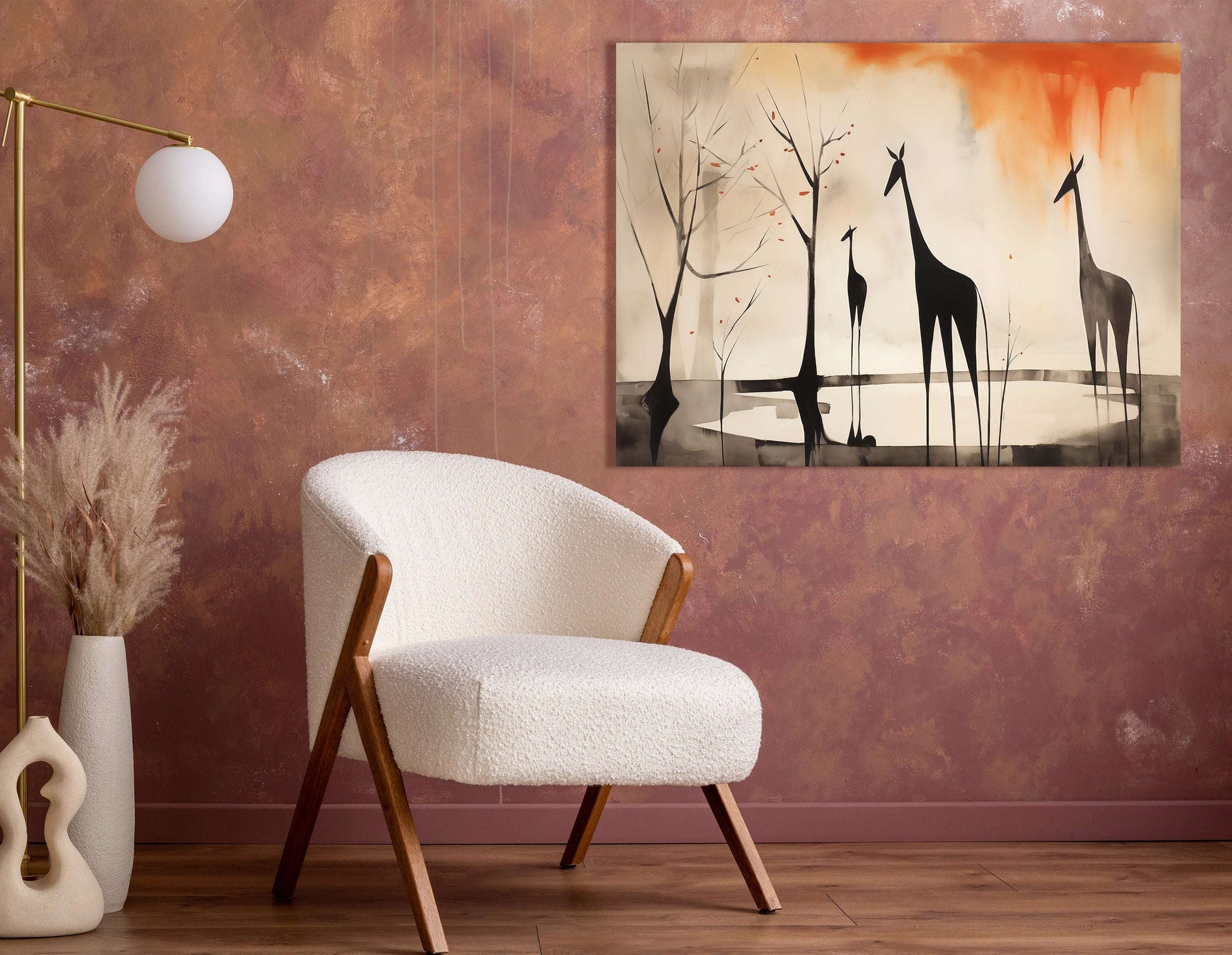 Minimalist Decor Giraffe Silhouette - Canvas Print - Artoholica Ready to Hang Canvas Print