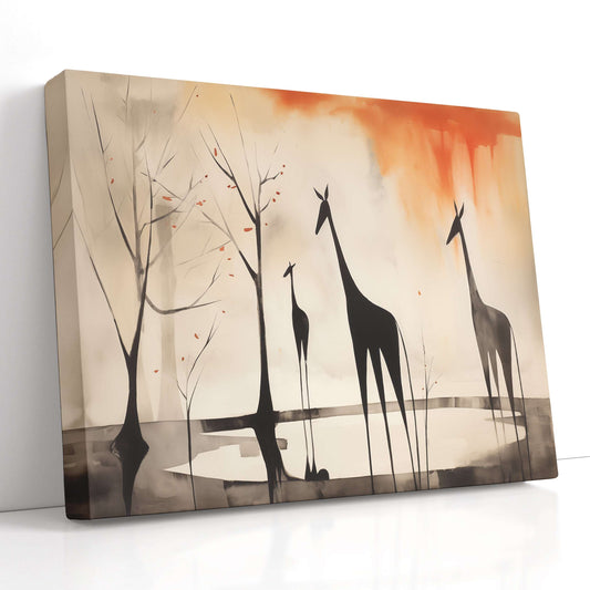 Minimalist Decor Giraffe Silhouette - Canvas Print - Artoholica Ready to Hang Canvas Print