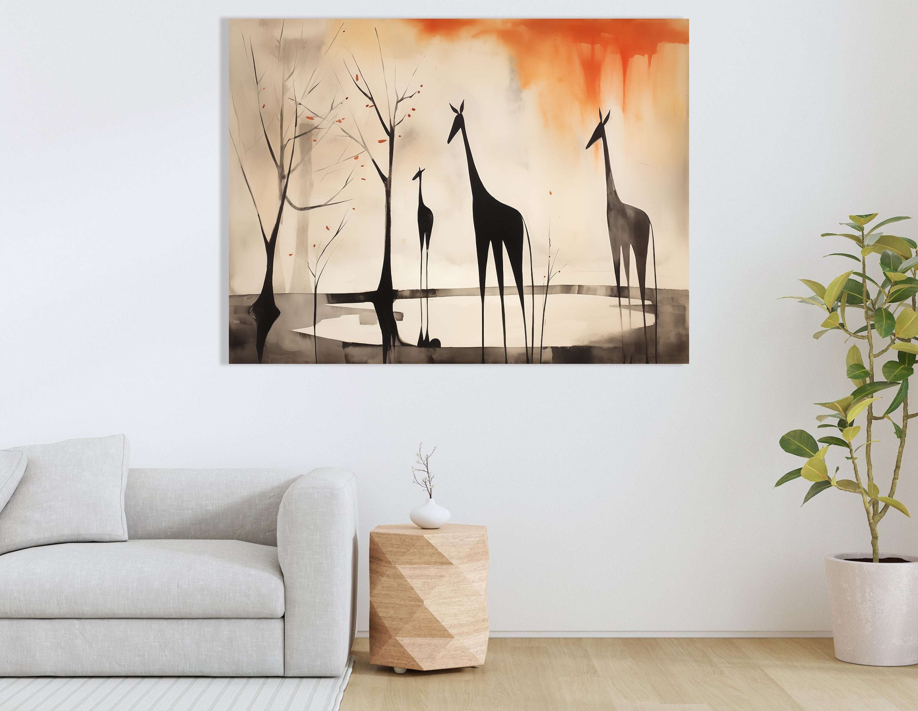 Minimalist Decor Giraffe Silhouette - Canvas Print - Artoholica Ready to Hang Canvas Print