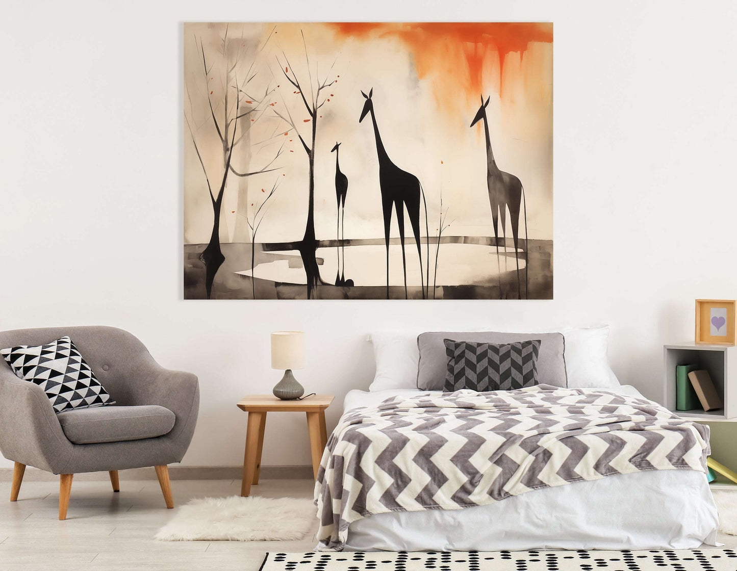 Minimalist Decor Giraffe Silhouette - Canvas Print - Artoholica Ready to Hang Canvas Print