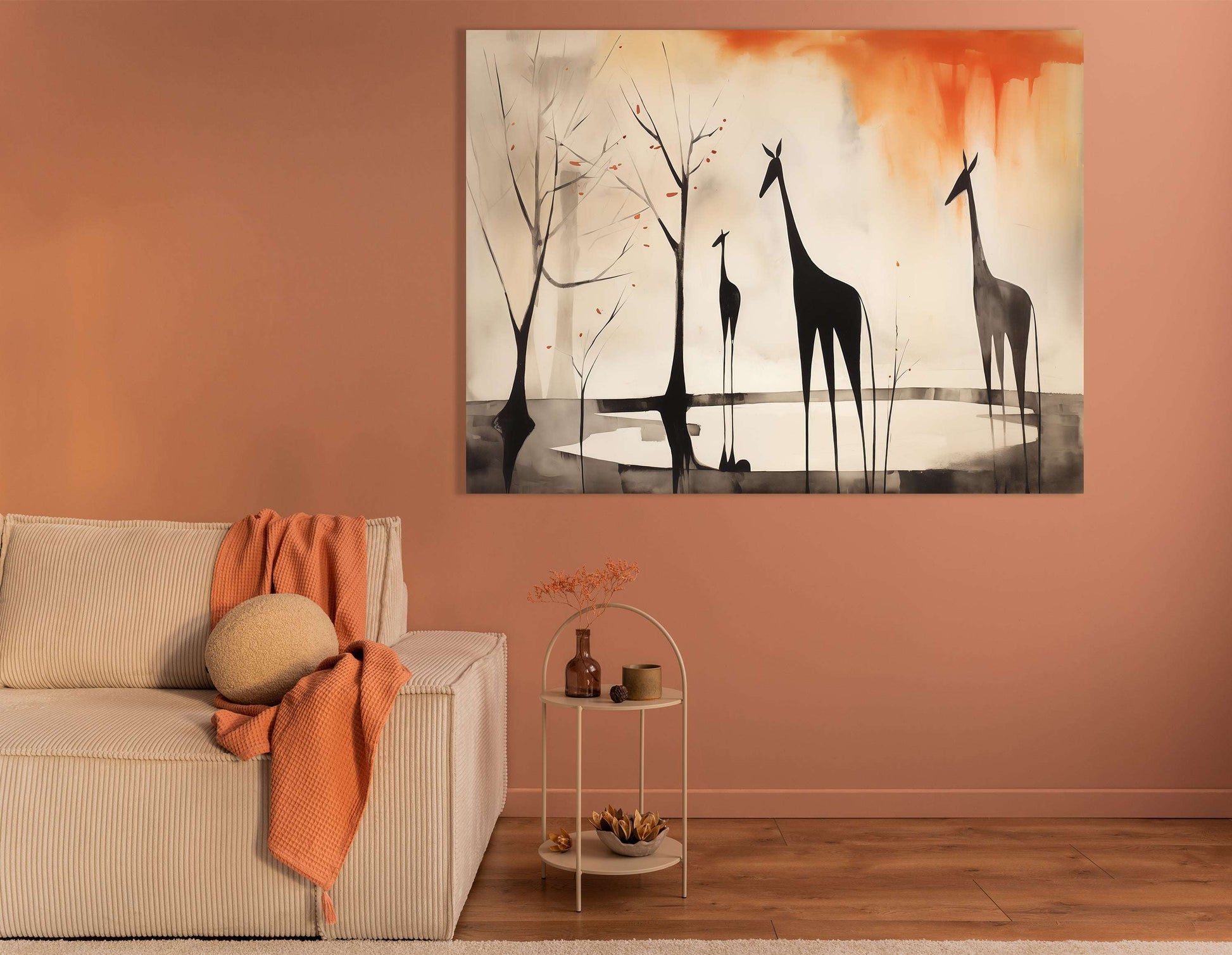 Minimalist Decor Giraffe Silhouette - Canvas Print - Artoholica Ready to Hang Canvas Print