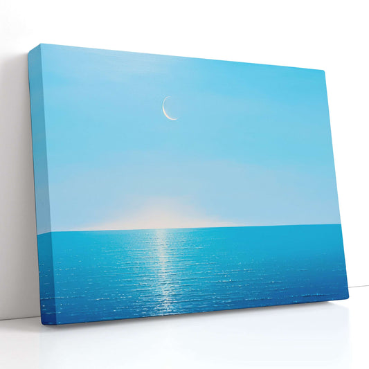 Minimalistic Crescent Moon over Sea - Canvas Print - Artoholica Ready to Hang Canvas Print