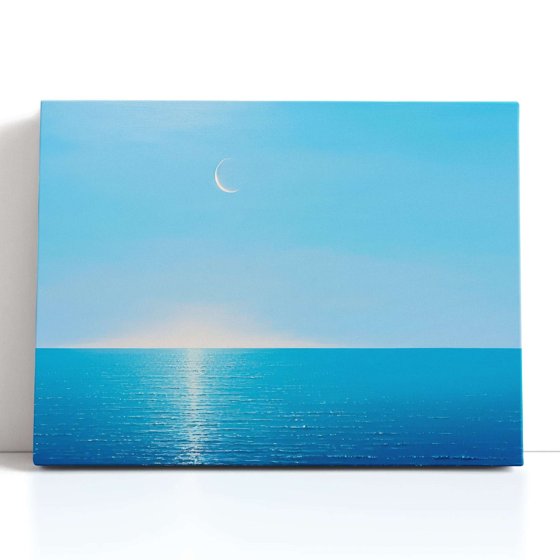 Minimalistic Crescent Moon over Sea - Canvas Print - Artoholica Ready to Hang Canvas Print