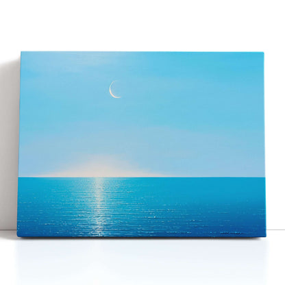 Minimalistic Crescent Moon over Sea - Canvas Print - Artoholica Ready to Hang Canvas Print