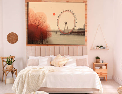 Minimalistic London Eye and Autumnal Trees - Canvas Print - Artoholica Ready to Hang Canvas Print