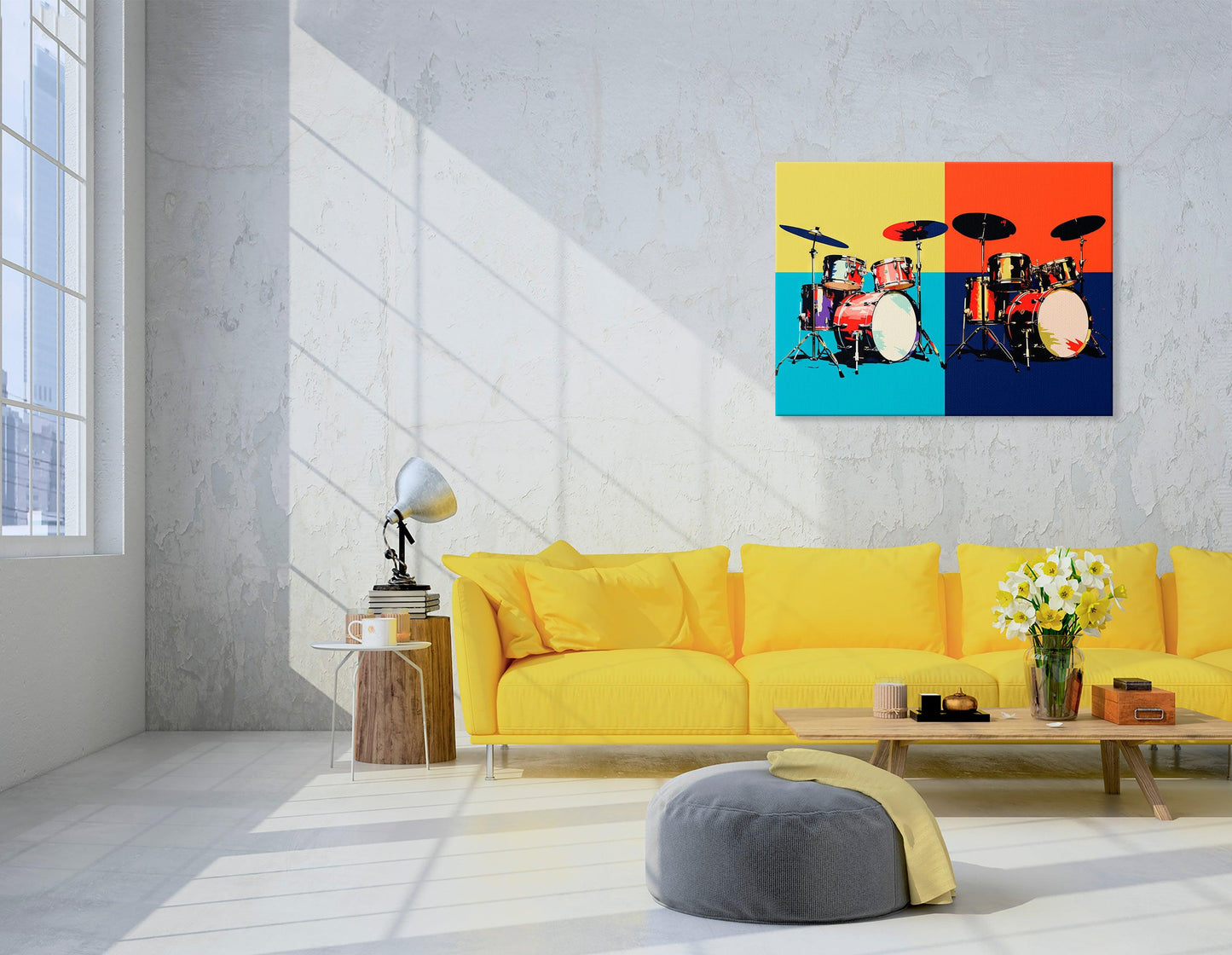 Minimalistic Pop Art Drums - Canvas Print - Artoholica Ready to Hang Canvas Print