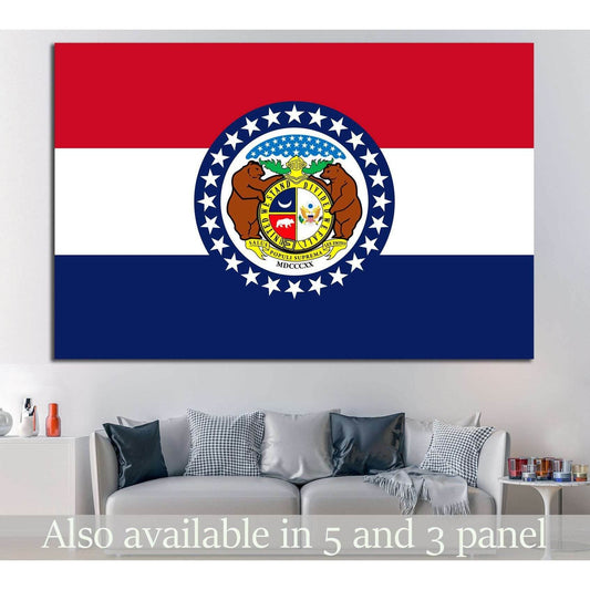 Missouri Flag №689 Ready to Hang Canvas PrintCanvas art arrives ready to hang, with hanging accessories included and no additional framing required. Every canvas print is hand-crafted, made on-demand at our workshop and expertly stretched around 100% Nort