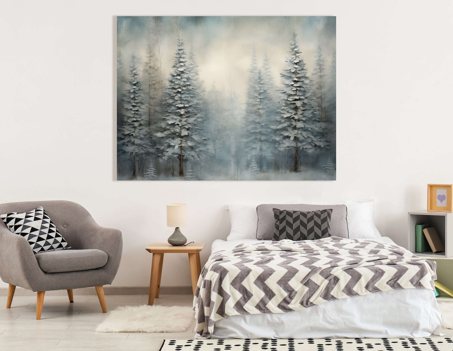 Misty Morning in the Winter Fir Forest - Canvas Print - Artoholica Ready to Hang Canvas Print