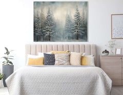 Misty Morning in the Winter Fir Forest - Canvas Print - Artoholica Ready to Hang Canvas Print