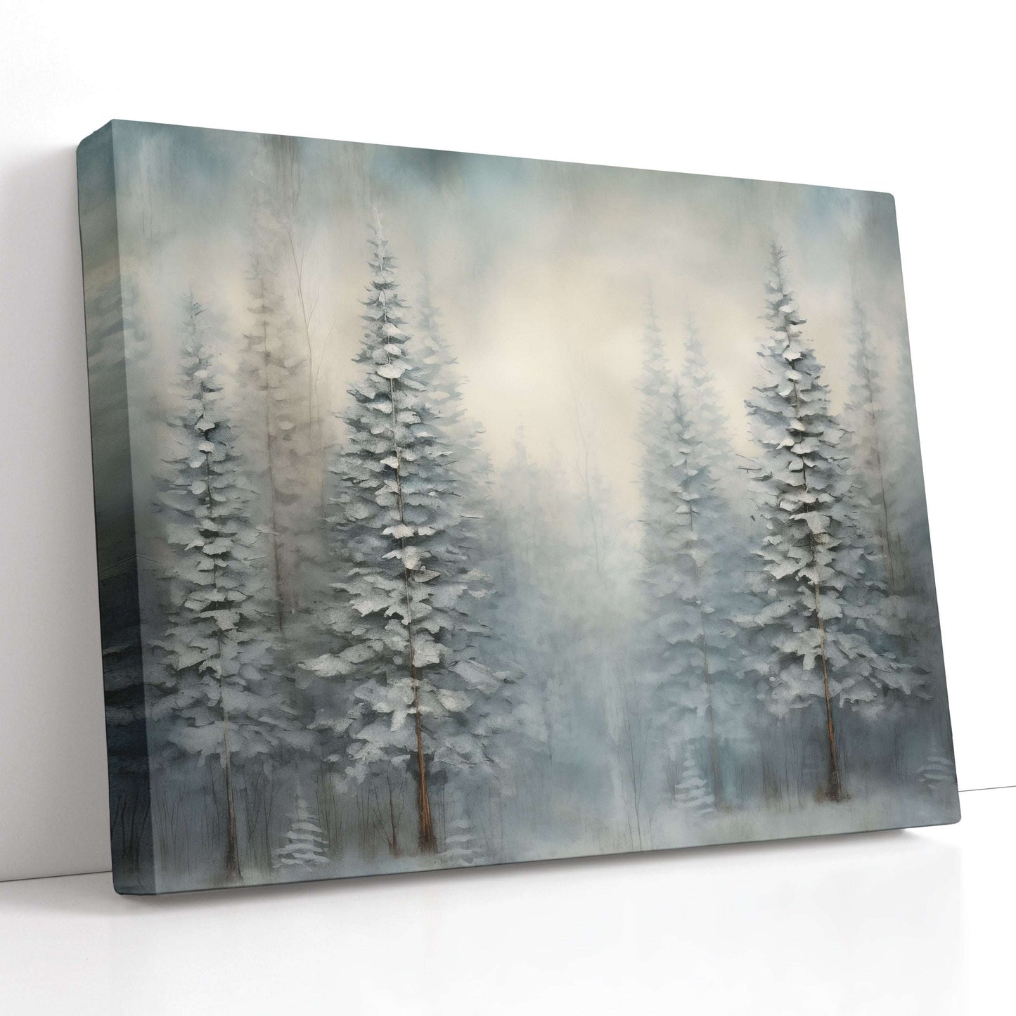 Misty Morning in the Winter Fir Forest - Canvas Print - Artoholica Ready to Hang Canvas Print