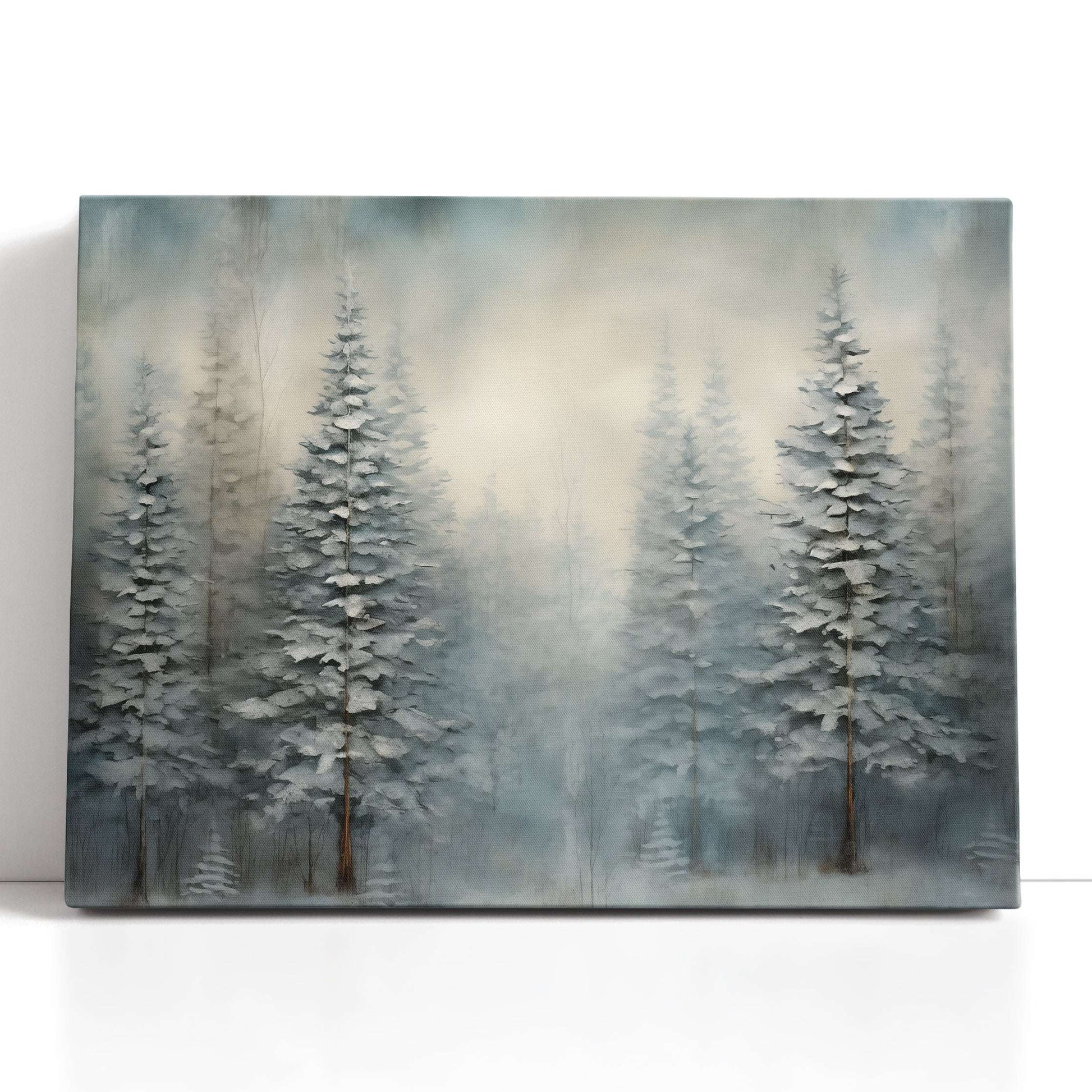 Misty Morning in the Winter Fir Forest - Canvas Print - Artoholica Ready to Hang Canvas Print