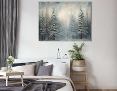 Misty Morning in the Winter Fir Forest - Canvas Print - Artoholica Ready to Hang Canvas Print