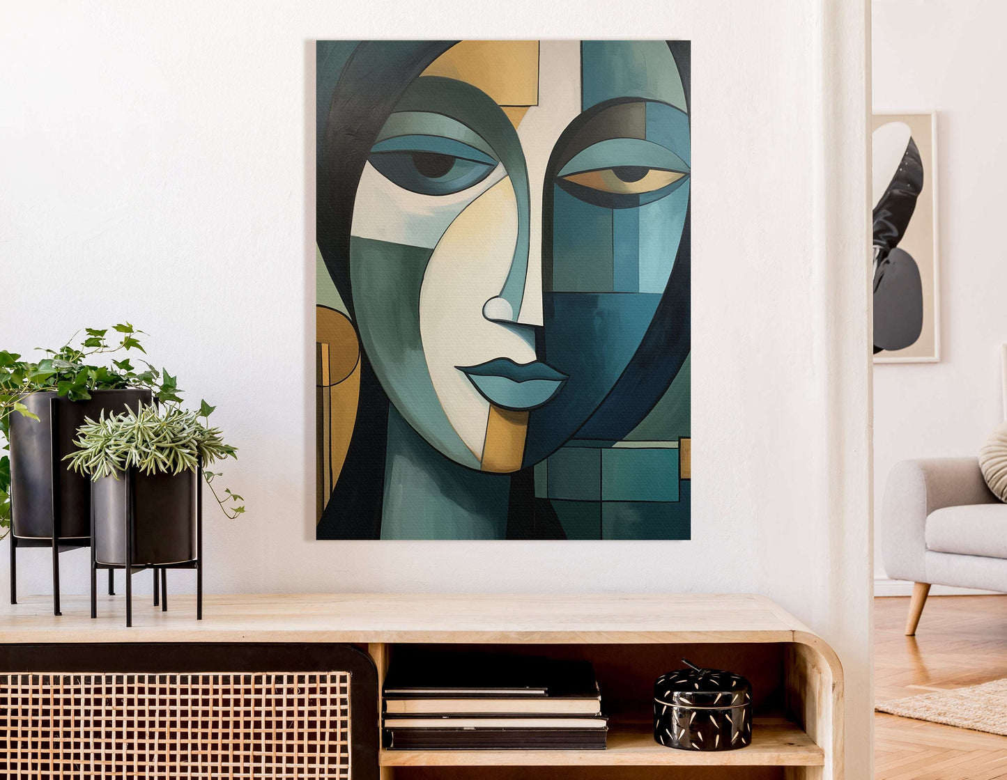 Modern Abstract Cubistic Human Face - Canvas Print - Artoholica Ready to Hang Canvas Print