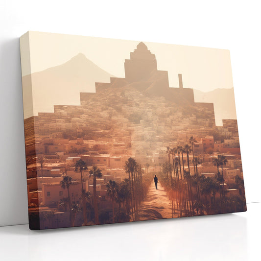 Modern City Meets Ancient Wonders in Double Exposure Technique - Canvas Print - Artoholica Ready to Hang Canvas Print