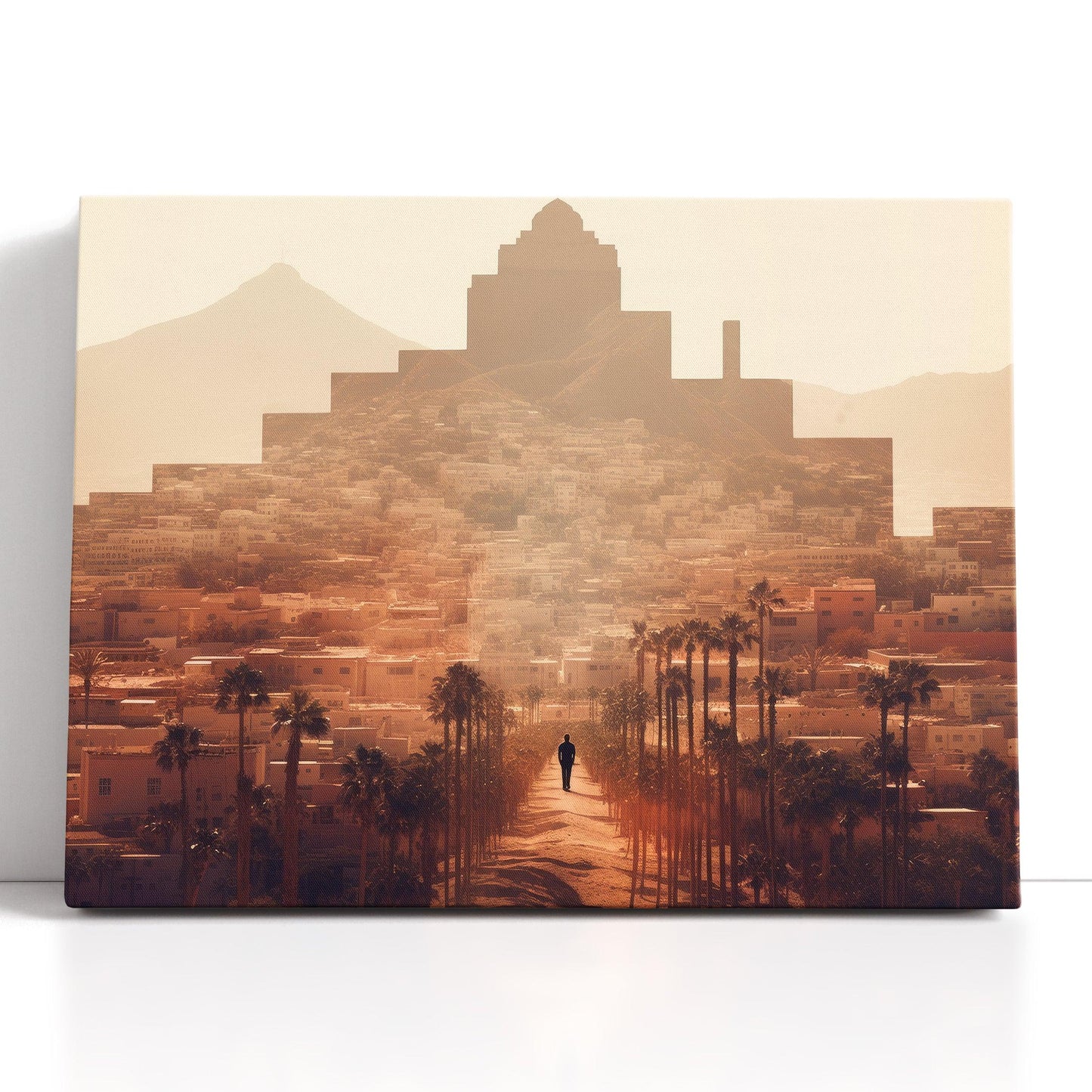 Modern City Meets Ancient Wonders in Double Exposure Technique - Canvas Print - Artoholica Ready to Hang Canvas Print