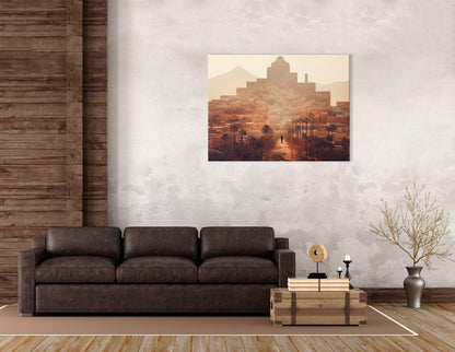 Modern City Meets Ancient Wonders in Double Exposure Technique - Canvas Print - Artoholica Ready to Hang Canvas Print