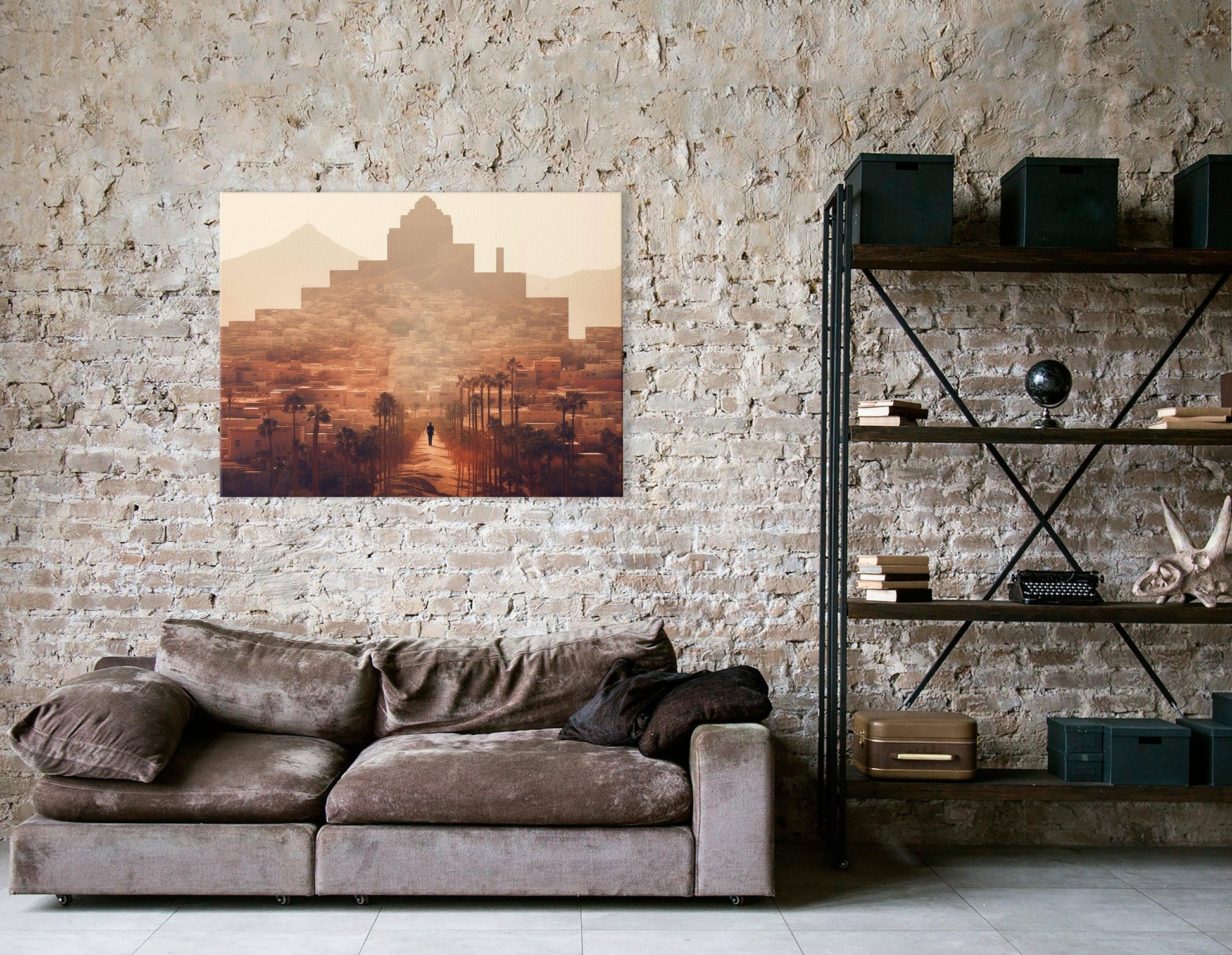 Modern City Meets Ancient Wonders in Double Exposure Technique - Canvas Print - Artoholica Ready to Hang Canvas Print