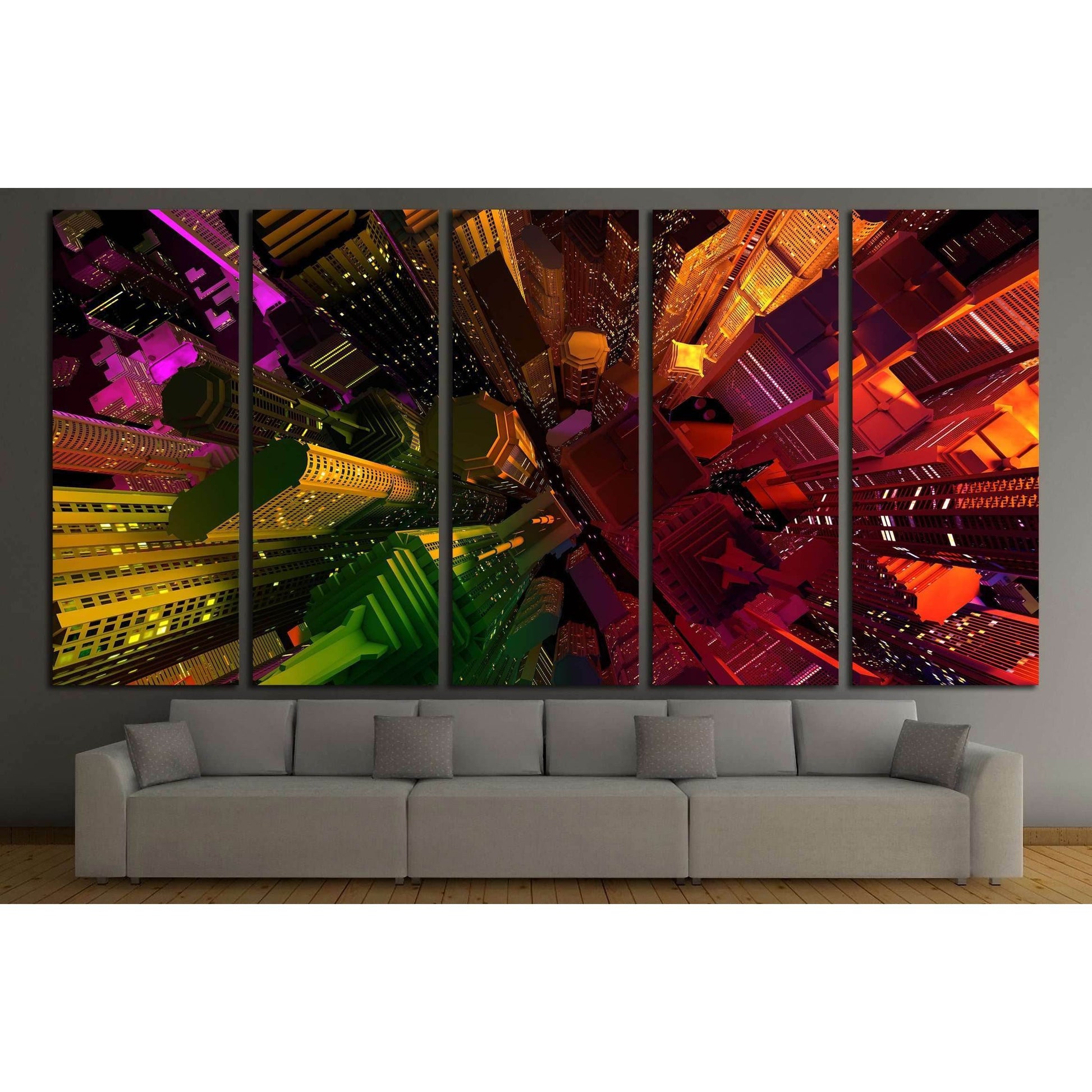 Modern City №2995 Ready to Hang Canvas PrintCanvas art arrives ready to hang, with hanging accessories included and no additional framing required. Every canvas print is hand-crafted, made on-demand at our workshop and expertly stretched around 100% North