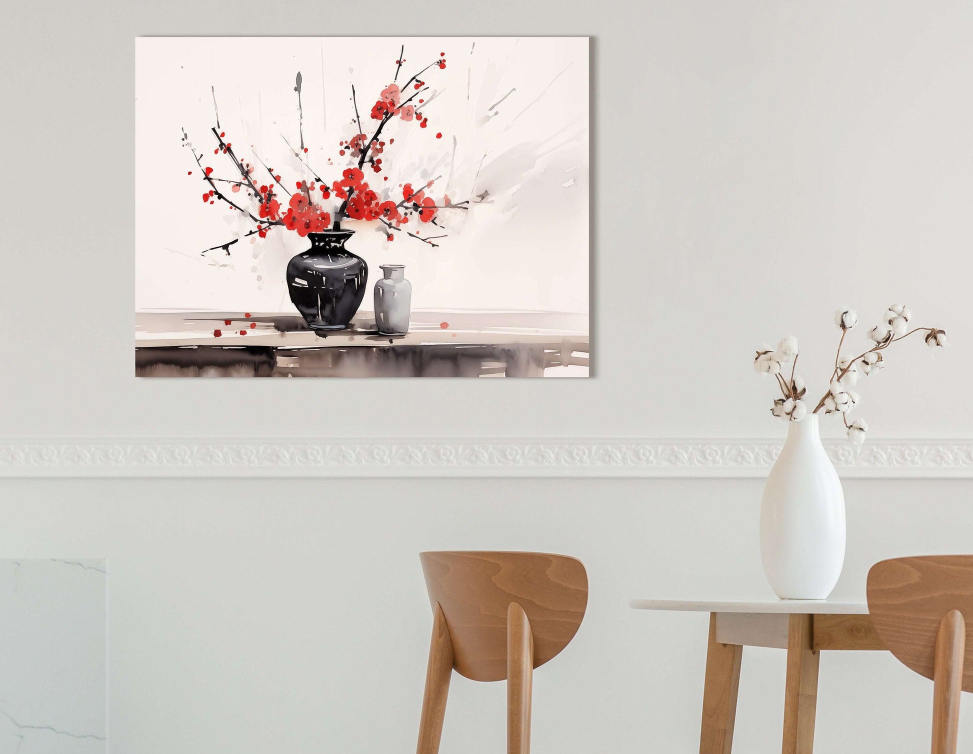 Modern Splash-Style Red Flowers - Canvas Print - Artoholica Ready to Hang Canvas Print