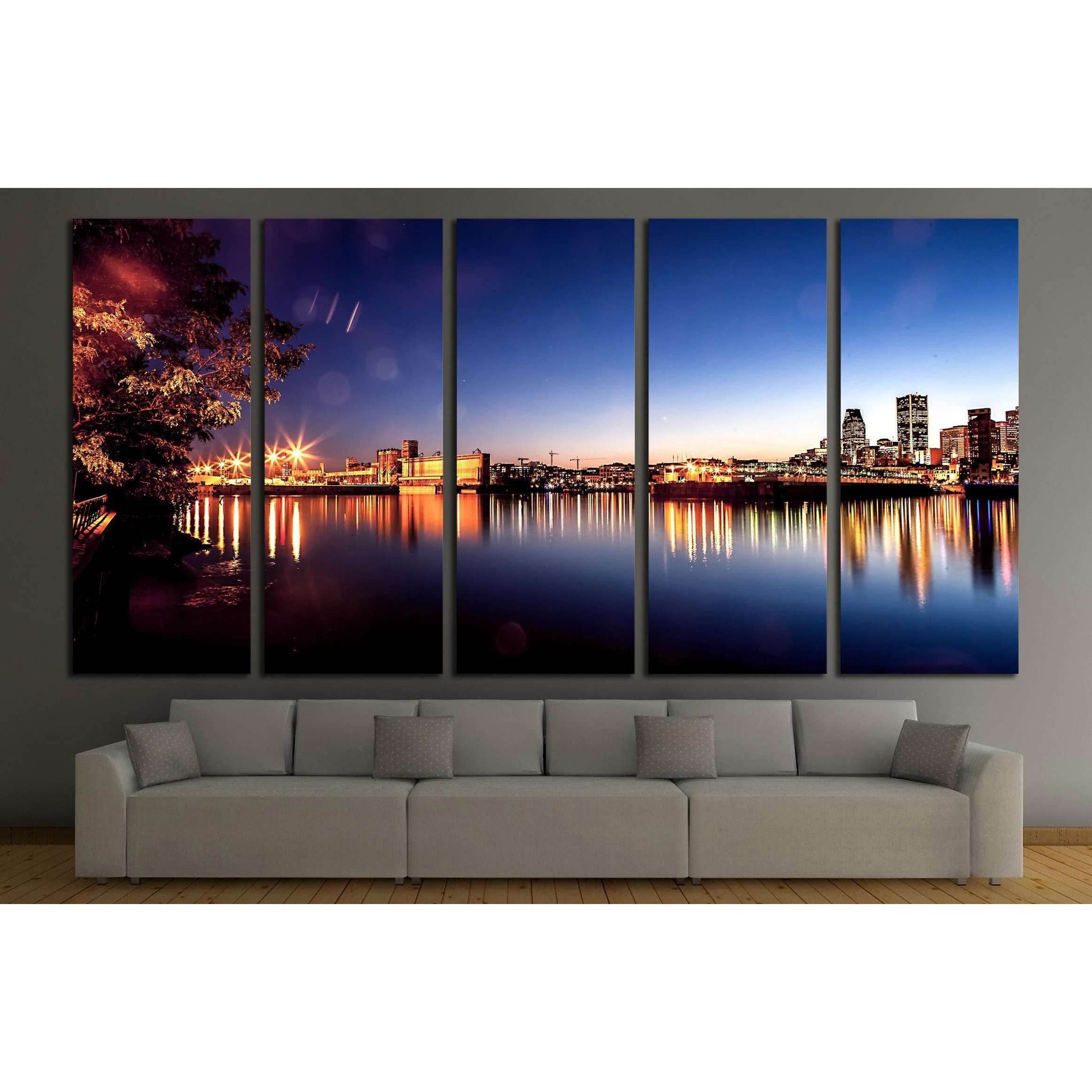 Montreal city and water its channel view during sunset №2967 Ready to Hang Canvas PrintCanvas art arrives ready to hang, with hanging accessories included and no additional framing required. Every canvas print is hand-crafted, made on-demand at our worksh